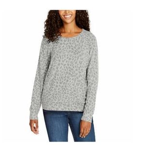 Women's Buffalo Printed Cozy Top Gray Leopard Soft